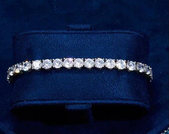 5mm Moissanite Tennis Bracelet – Solid 925 Sterling Silver | D Color VVS1 Stones | Diamond Tester Pass | Iced Out Bling Jewelry