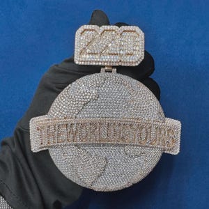 Custom VVS Moissanite Globe Pendant: Iced Out Hip Hop Jewelry