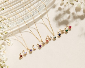 Colar com pingente de pedra de nascimento em ouro 14k: pingente personalizado para mulheres