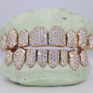 Moissanite End Cap Grillz | Hip Hop Bling Iced Out Teeth Caps | Custom Grillz for Men | Premium Shine Grill Jewelry