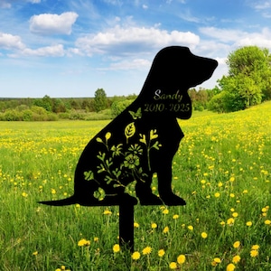 Gepersonaliseerde herdenkingsstaak hond, metalen bord voor huisdierentuin, cadeau Basset Hound Loss