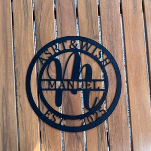 Letrero metálico personalizado para pared, monograma o adorno metálico personalizado con apellido, letrero para exteriores personalizado, letrero metálico con apellido, regalos de Navidad.