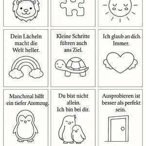 Tarjetas inspiradoras para colorear para niños: descarga en PDF con 9 tarjetas con mucho cariño.