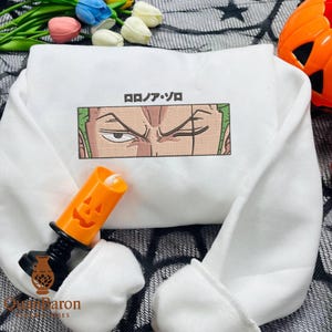 Soft Anime Embroidered Crewneck, Stylish Anime Embroidered Clothing, Manga Sweatshirt