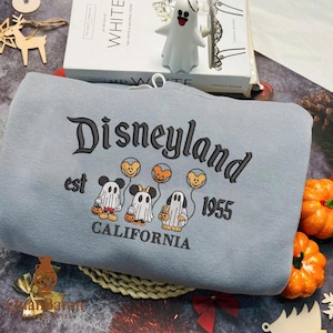 Sweat brodé Halloween, chemise brodée dessin animé souris et amis, chemise fantôme dessin animé souris, t-shirt Halloween Magical Land