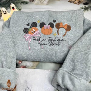Magic Castle Coquette Bow Embroidered Sweatshirt, Halloween Pumpkin Coquette Shirt, Cute Spooky Season, Halloween Vacation