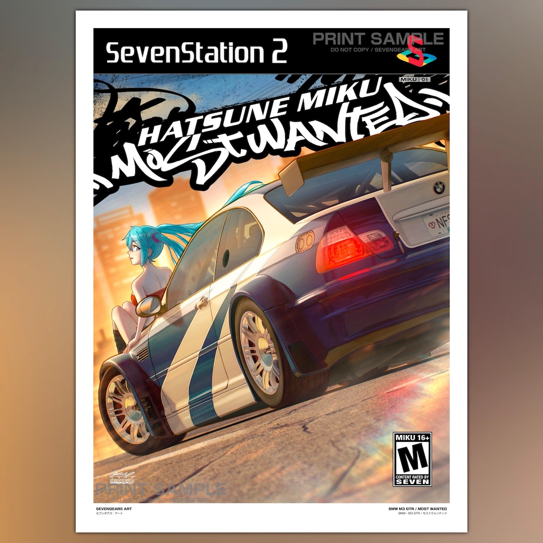 Hatsune Miku + NFS Most Wanted BMW M3 GTR | Art Print | 5x7