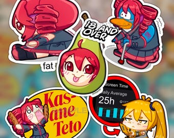 goofy teto (and neru) stickers (teto pro shops, fat plushie, 31 y/o penguin, pearto, neru's screentime)