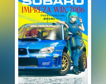 Miku and Teto + Subaru Impreza WRC2006 (S12) | Art Print | 5x7" / 12x16" / 18x24"