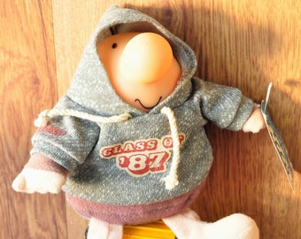 Vintage Ziggy Class of '87 Stuffed Doll in Hoodie 80s Reunion Gift Toy Cartoon Collectible Plush American Greetings with tag