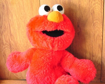 Vintage Talking Elmo Loves You Sesame Street Character 1998 Jim Henson Tyco Working Battery Operated Toy Collectible 90s As Is 14" Plush