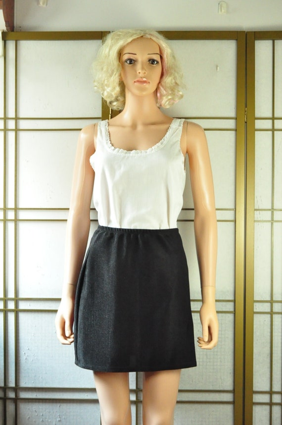 Vintage Womens Teens 90s Sassy Black Mini Skirt Ho