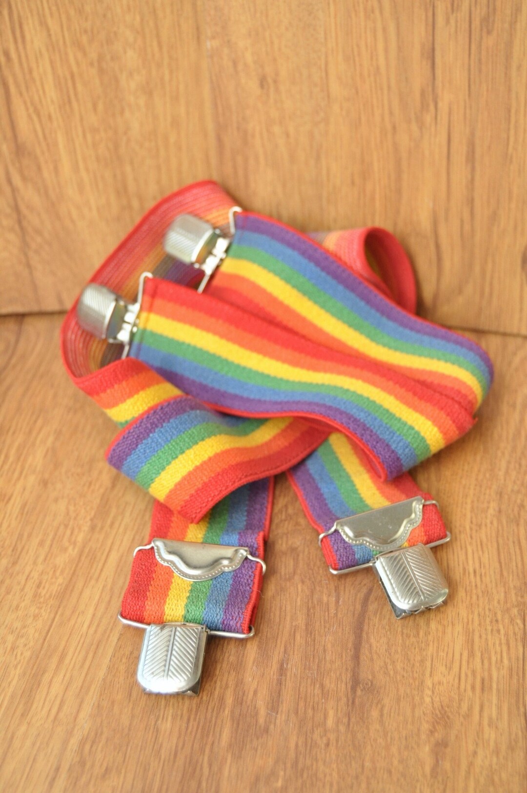 70's Rainbow Stripe Suspenders main image 1