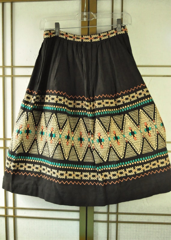 Womens Vintage Skirt Southwest Style Embroidered … - image 2