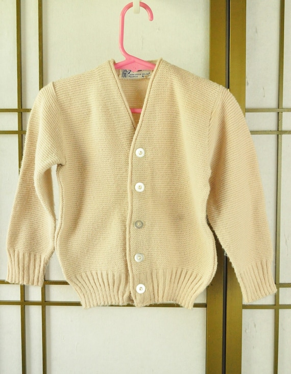 Vintage 50's 60s Button Front Sweater Boy Girl Ch… - image 1