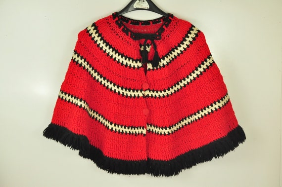 Vintage Shawl Cape Wrap Crochet Womens Teens Girl… - image 1