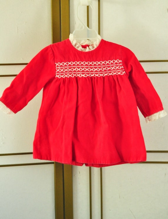 Vintage Baby Girls Red Dress Christmas Valentine … - image 1