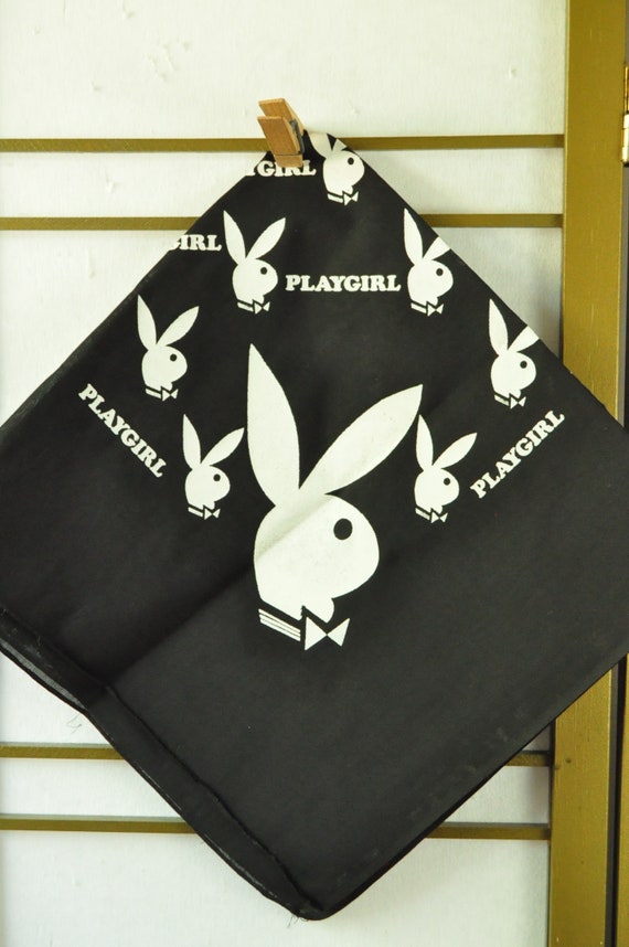 Vintage Playgirl Theme Bandana Scarf Black & Whit… - image 1