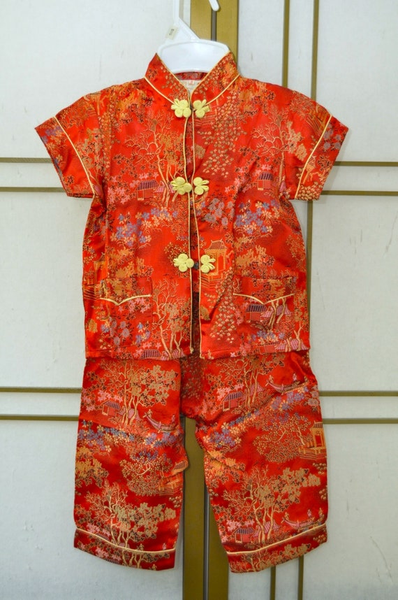 Vintage Childrens Outfit Toddler 80s 70s Oriental 