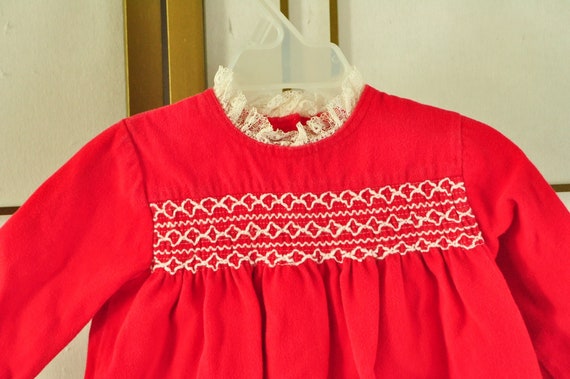 Vintage Baby Girls Red Dress Christmas Valentine … - image 3