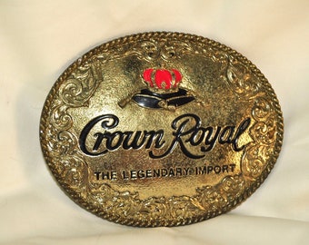 Vintage Belt Buckle Crown Royal 1994 "The Legendary Import" House of Seagrams 90s Collectible Advertising Memorabilia 940022 Brass