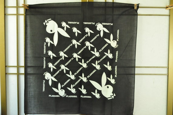 Vintage Playgirl Theme Bandana Scarf Black & Whit… - image 2