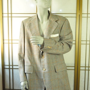 Mens Vintage 60s 70s Sport Blazer Jacket 3 Pocket Professional Size 46 Houndstooth Pattern Long Boyds Thread Needle Street Theater costume