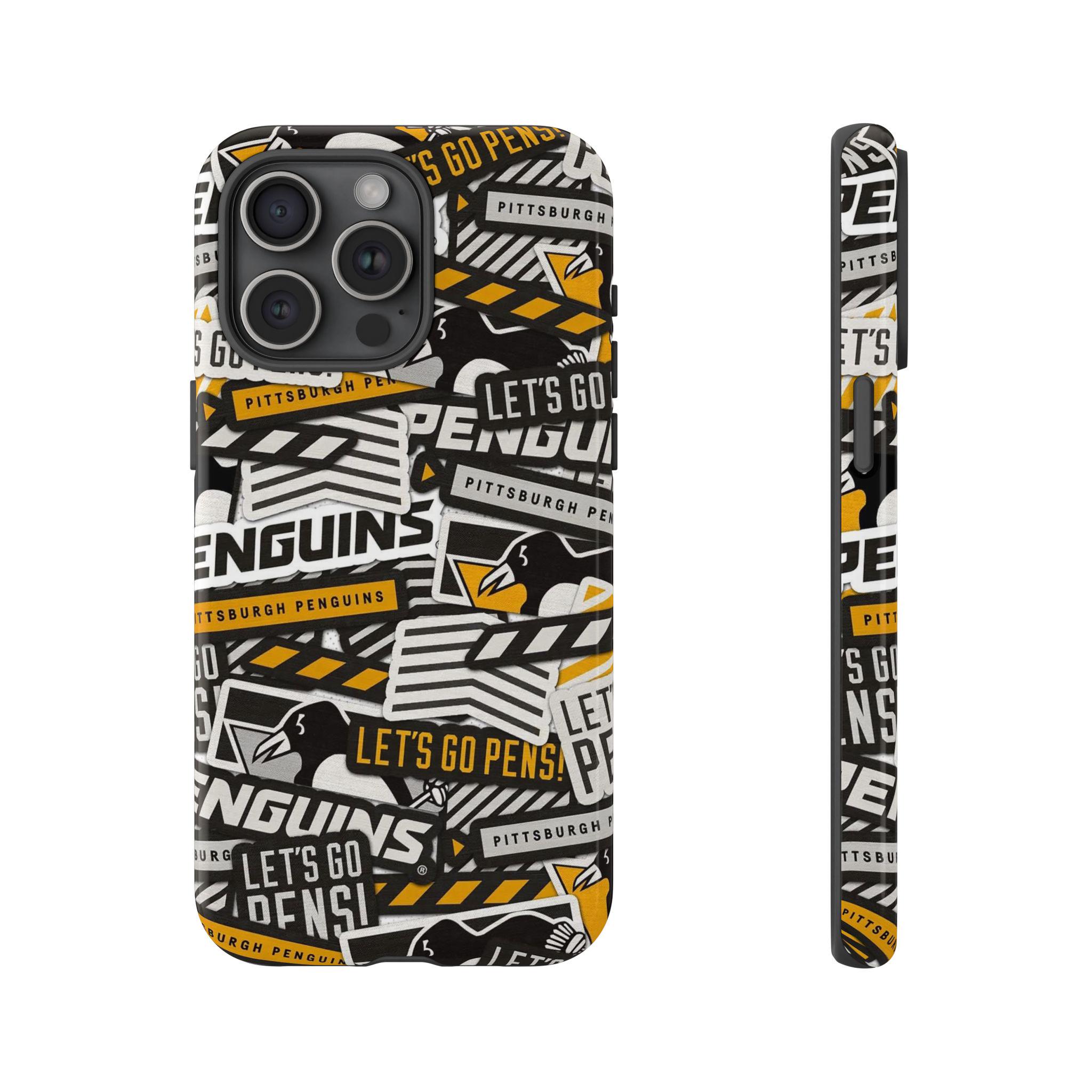 Discover Pittsburgh Penguins iPhone Case - Bold Black & Gold Hockey Collage for True Pens Fans