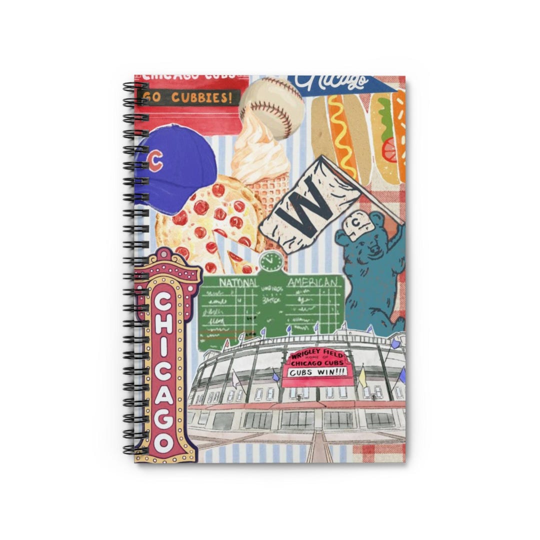Vintage Chicago Cubs Spiral Notebook, Retro Baseball Collage Journal ...
