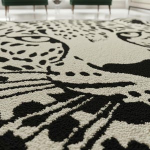 Black and Cream Leopard Rug • Modern Cheetah Tufted Area Rug image 2