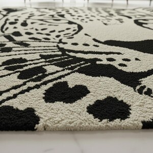 Black and Cream Leopard Rug • Modern Cheetah Tufted Area Rug image 7