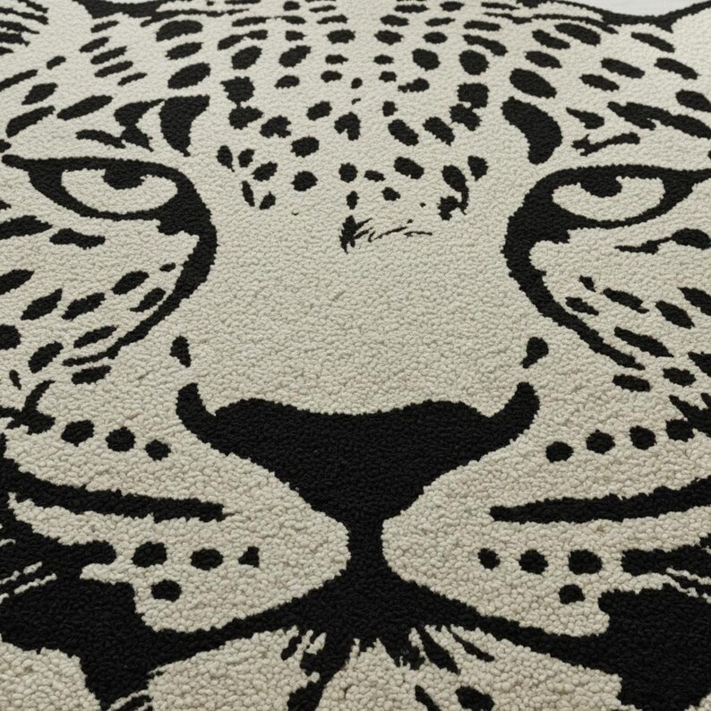 Black and Cream Leopard Rug • Modern Cheetah Tufted Area Rug image 11