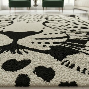 Black and Cream Leopard Rug • Modern Cheetah Tufted Area Rug image 10