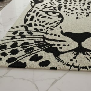Black and Cream Leopard Rug • Modern Cheetah Tufted Area Rug image 12