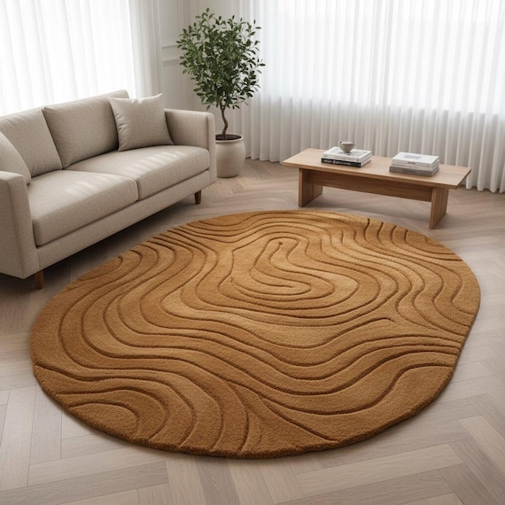 4X7 Modern 3D Oval Shape Hand-Tufted Wool Rug | Contemporary Accent Carpet by ShaanaCarpets