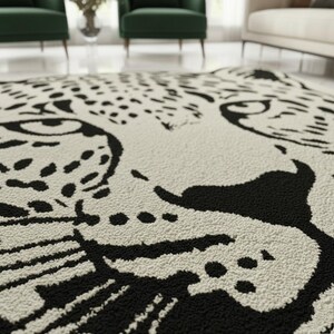 Black and Cream Leopard Rug • Modern Cheetah Tufted Area Rug image 3