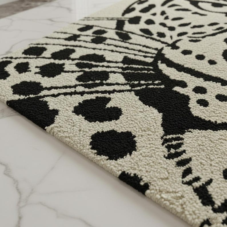 Black and Cream Leopard Rug • Modern Cheetah Tufted Area Rug image 6