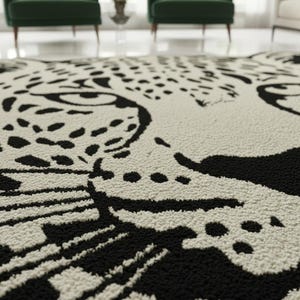 Black and Cream Leopard Rug • Modern Cheetah Tufted Area Rug image 5