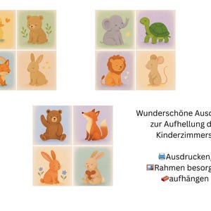 12 carteles de animales con afirmaciones para niños para imprimir – Decoración PDF A4 para habitaciones infantiles – Pósters imprimibles de almas