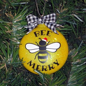 Honey Bee Santa Sparkle Christmas Ornament