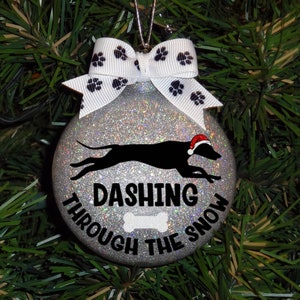 Greyhound, Whippet Sparkle Glass Christmas Ornament