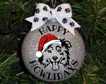 Australian Shepherd Custom Sparkle Christmas Ornament