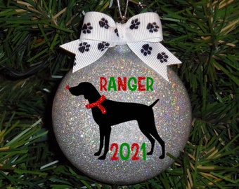 Gepersonaliseerde Weimaraner, Vizsla Custom Sparkle Kerstornament
