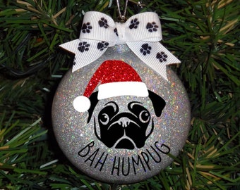 Pug Sparkle Christmas Ornament