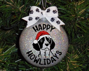 Beagle, American Foxhound Custom Sparkle Christmas Ornament