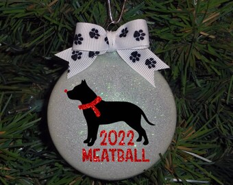 Personalized Pit Bull Custom Sparkle Christmas Ornament