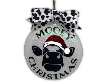 Farm Cow Custom Sparkle Christmas Ornament