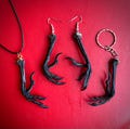Real crow leg earrings necklace or keychain. hook stud or clip on gold or silver