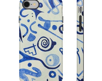 Artistic Phone Case - Unique Abstract Design, Blue Patterned Cover