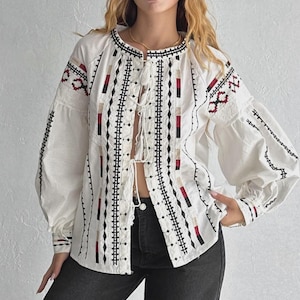 White Tassel Embroidered Cotton Jacket – Boho Vintage Style, Handmade Lightweight Outerwear for Women